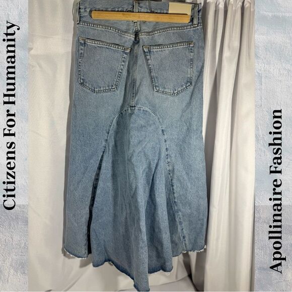 CITIZENS FOR HUMANITY MINA MIDI SKIRT IN BLUE DENIM SIZEE 27 NEW - Picture 7 of 9